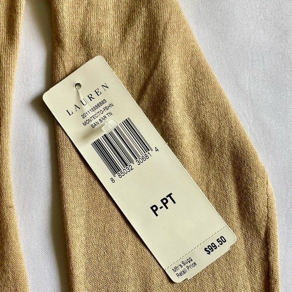 Ralph Lauren Lightweight Camel Cardigan Hunting Shoulder Patch Size Petite. New! - Picture 7 of 7